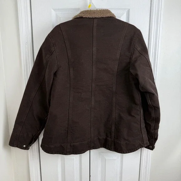 Carhartt Sherpa Lined Jacket Womens Large Brown Workwear Chore Coat Gorpcore - Picture 8 of 8
